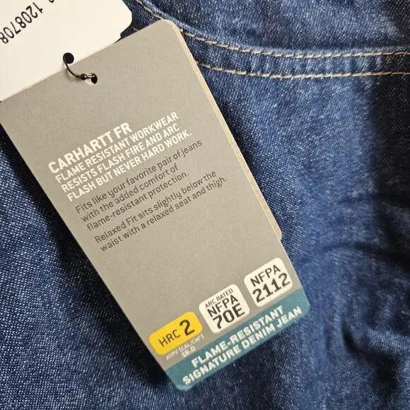 NEW Carhartt FR Flame Resistant Jeans Mens 40x30 Blue Denim Work FRB 100DNM - Picture 4 of 7